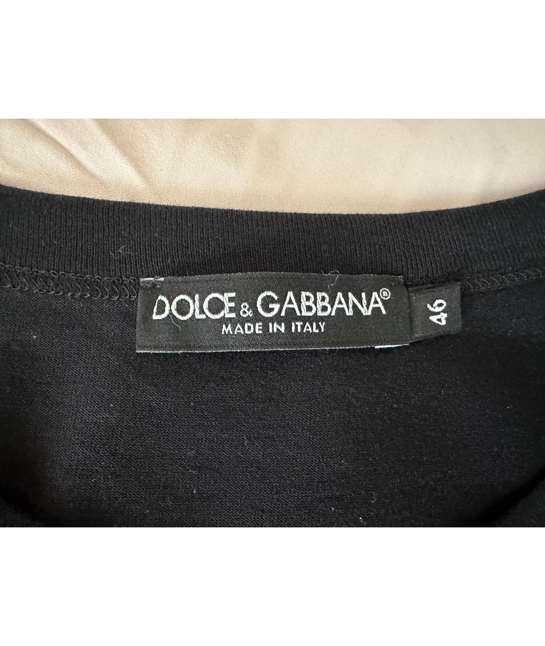 DOLCE&GABBANA Черная хлопковая футболка, фото 5