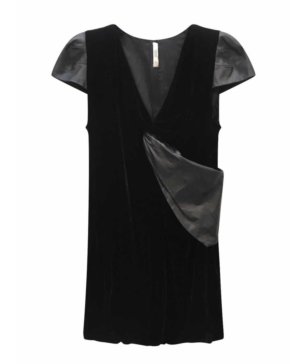 PRADA Черное бархатное повседневное платье, фото 1