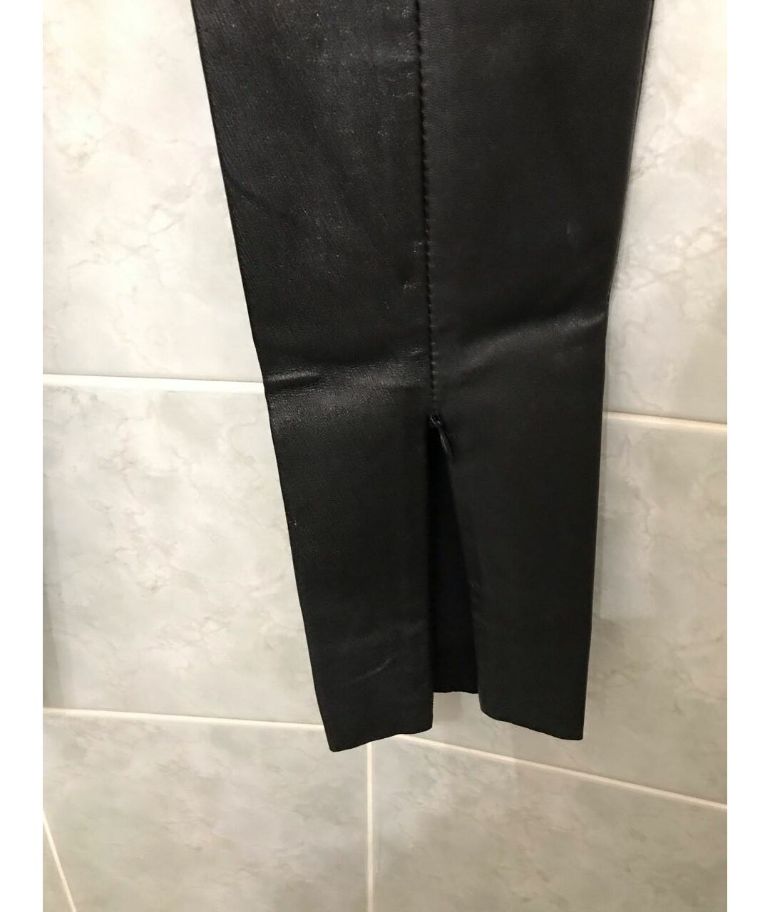 GIORGIO ARMANI Черные кожаные брюки узкие, фото 6