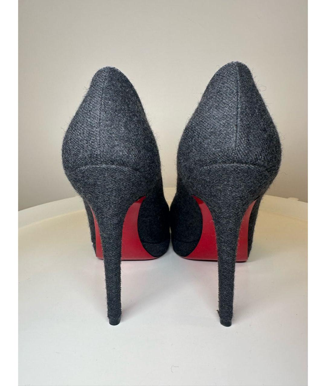 CHRISTIAN LOUBOUTIN Антрацитовые текстильные туфли, фото 4