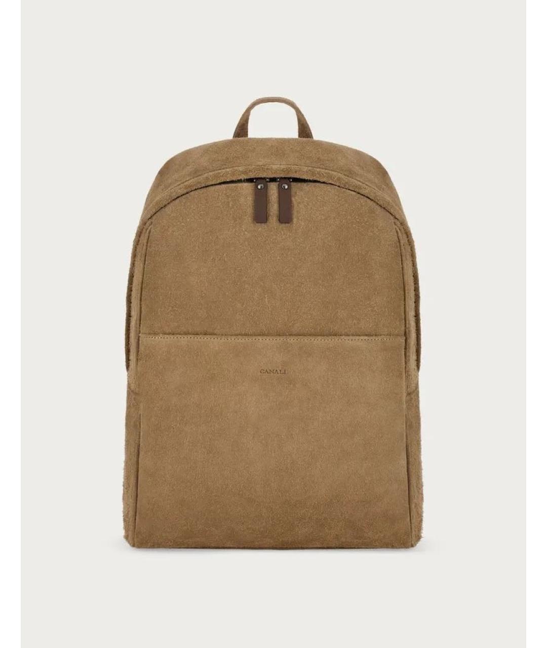 CANALI Бежевый замшевый рюкзак, фото 9
