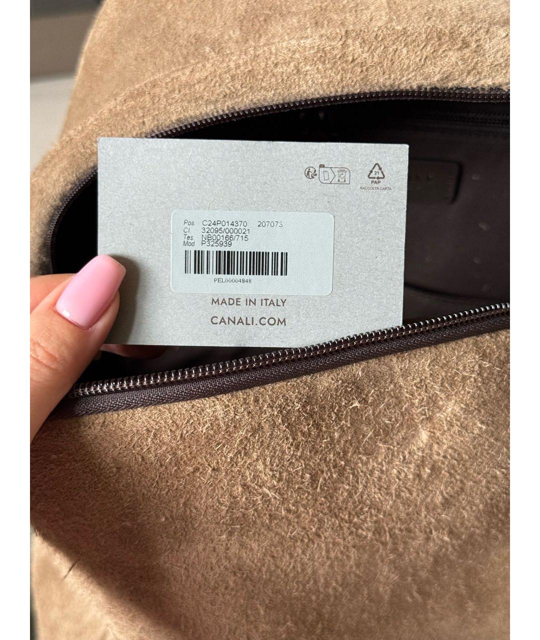 CANALI Бежевый замшевый рюкзак, фото 7