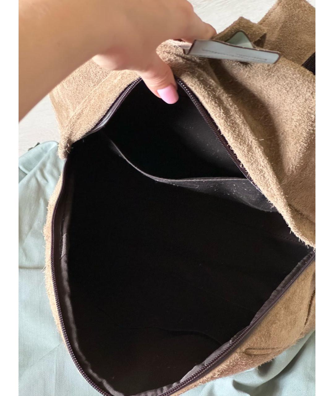 CANALI Бежевый замшевый рюкзак, фото 6