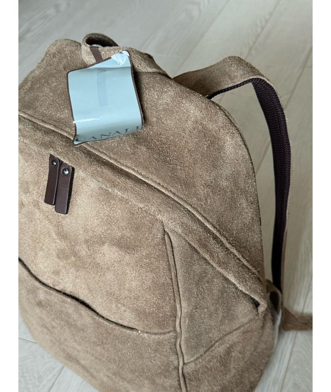 CANALI Бежевый замшевый рюкзак, фото 5