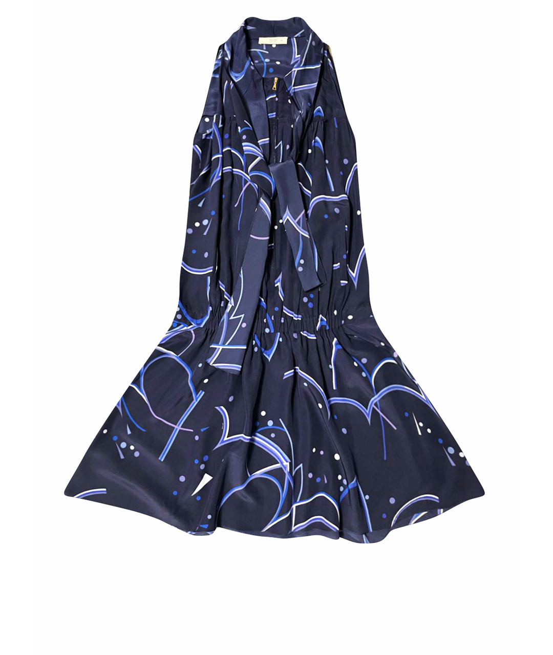 PRADA Темно-синее шелковое повседневное платье, фото 1