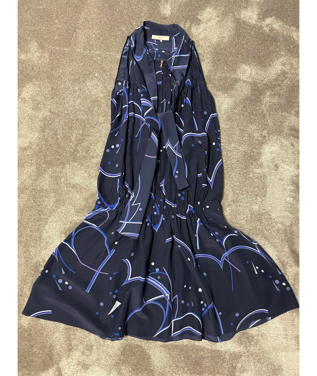 PRADA Темно-синее шелковое повседневное платье, фото 7
