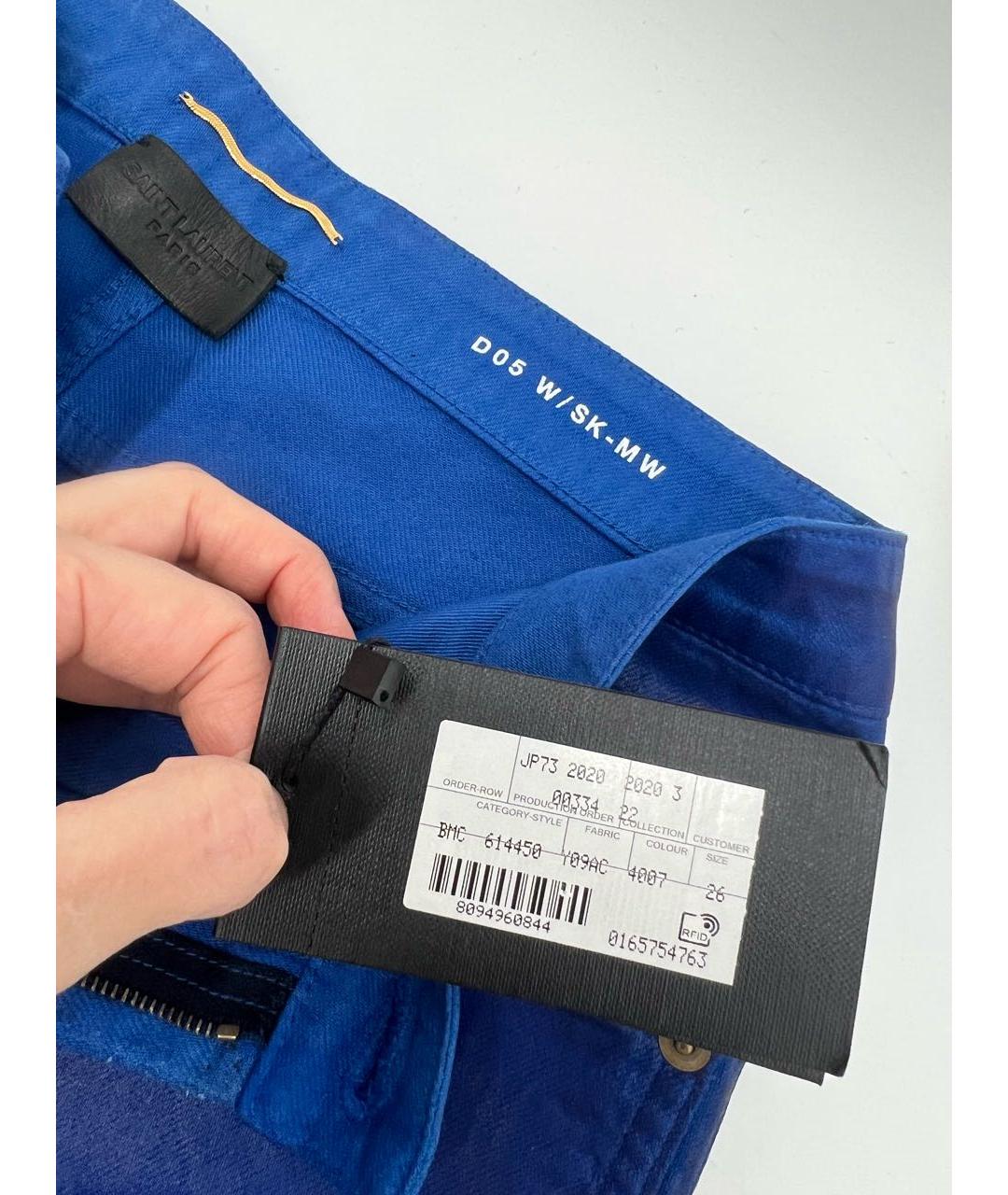 SAINT LAURENT Синие хлопковые прямые джинсы, фото 7