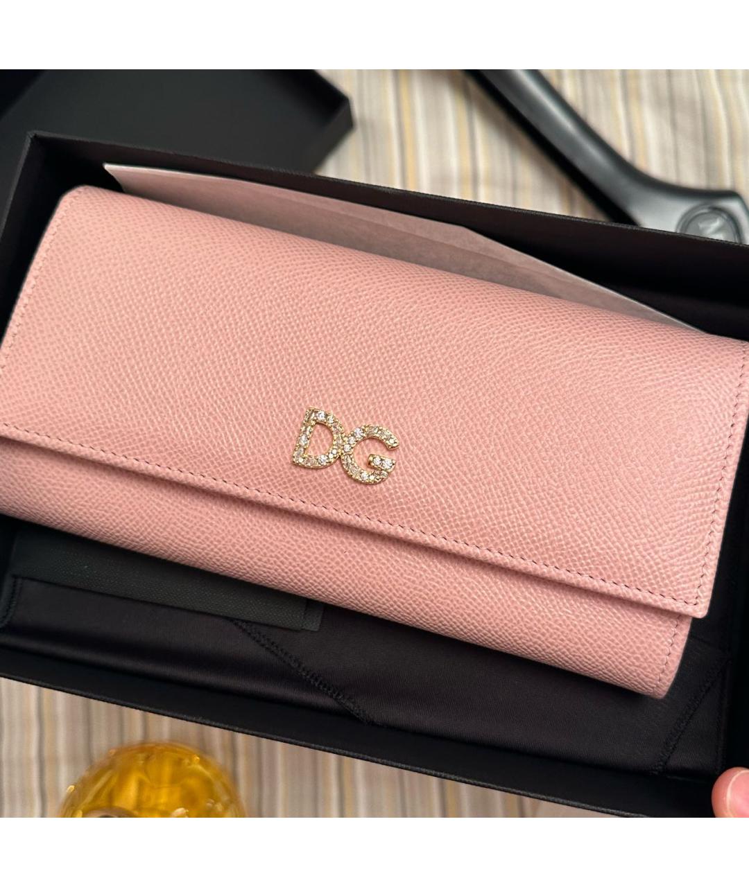 DOLCE&GABBANA Розовый кожаный кошелек, фото 7