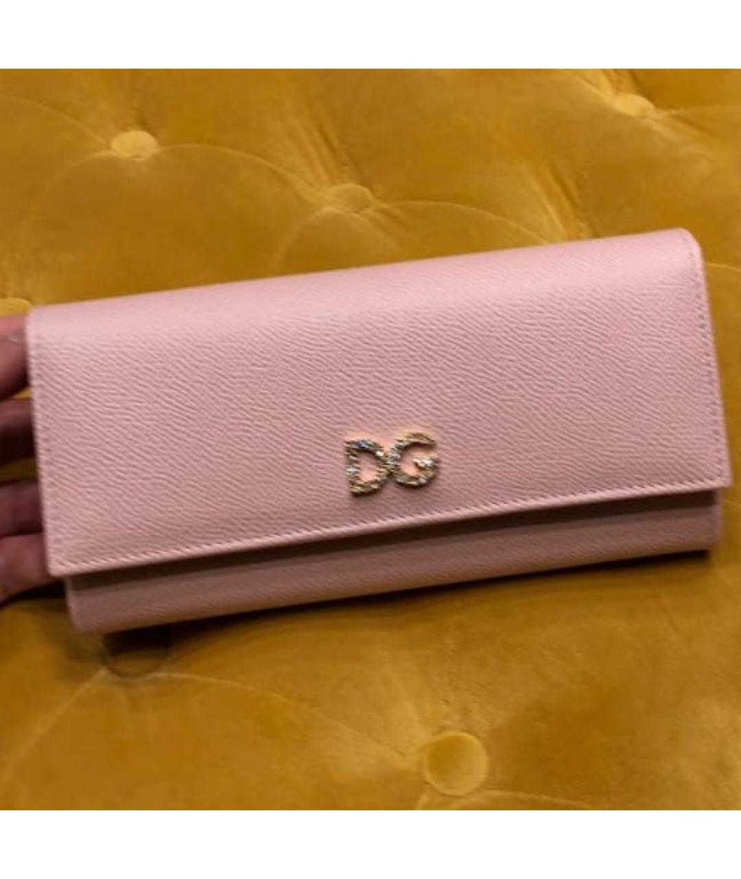 DOLCE&GABBANA Розовый кожаный кошелек, фото 5
