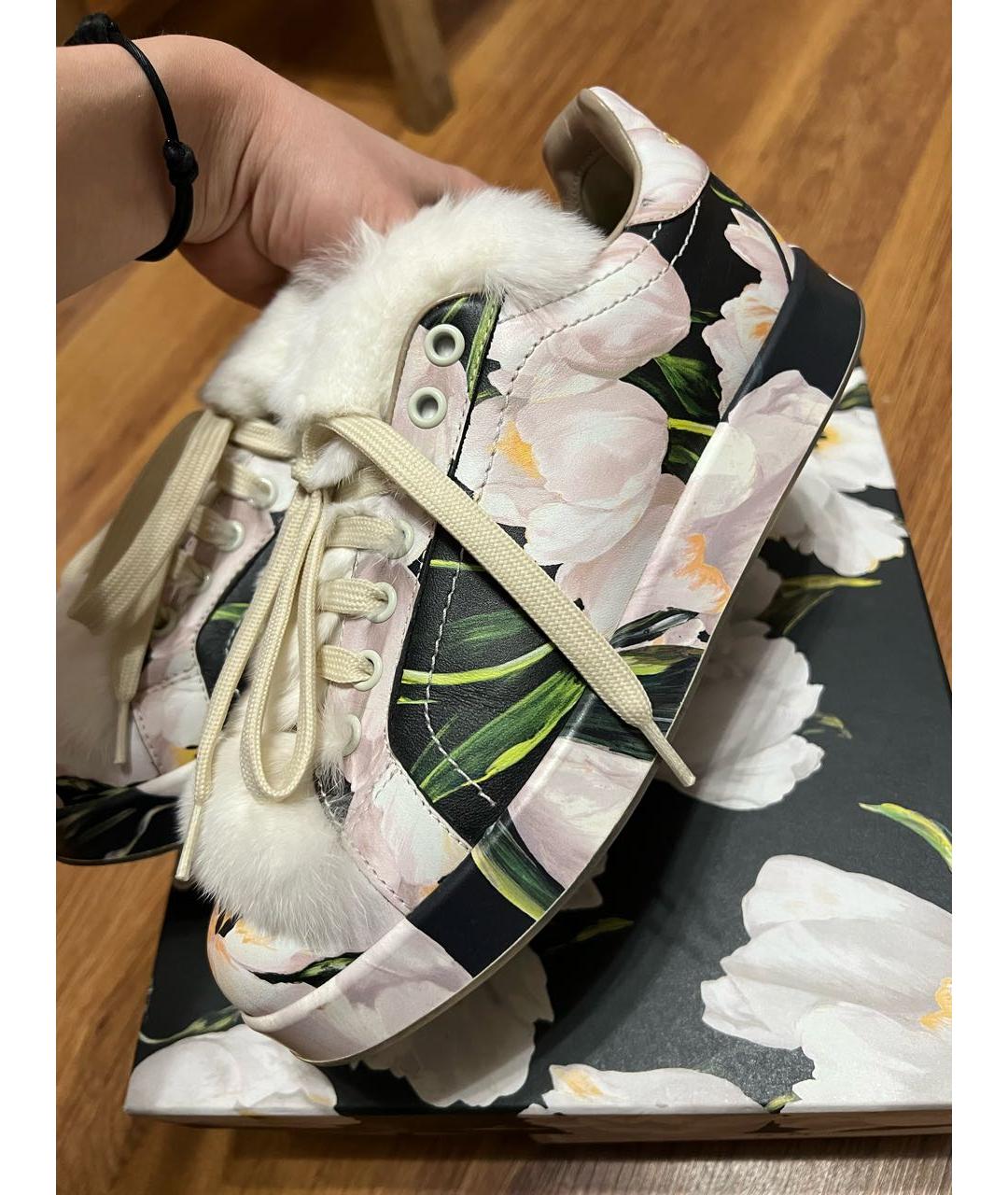 DOLCE&GABBANA Зеленые кожаные кеды, фото 5