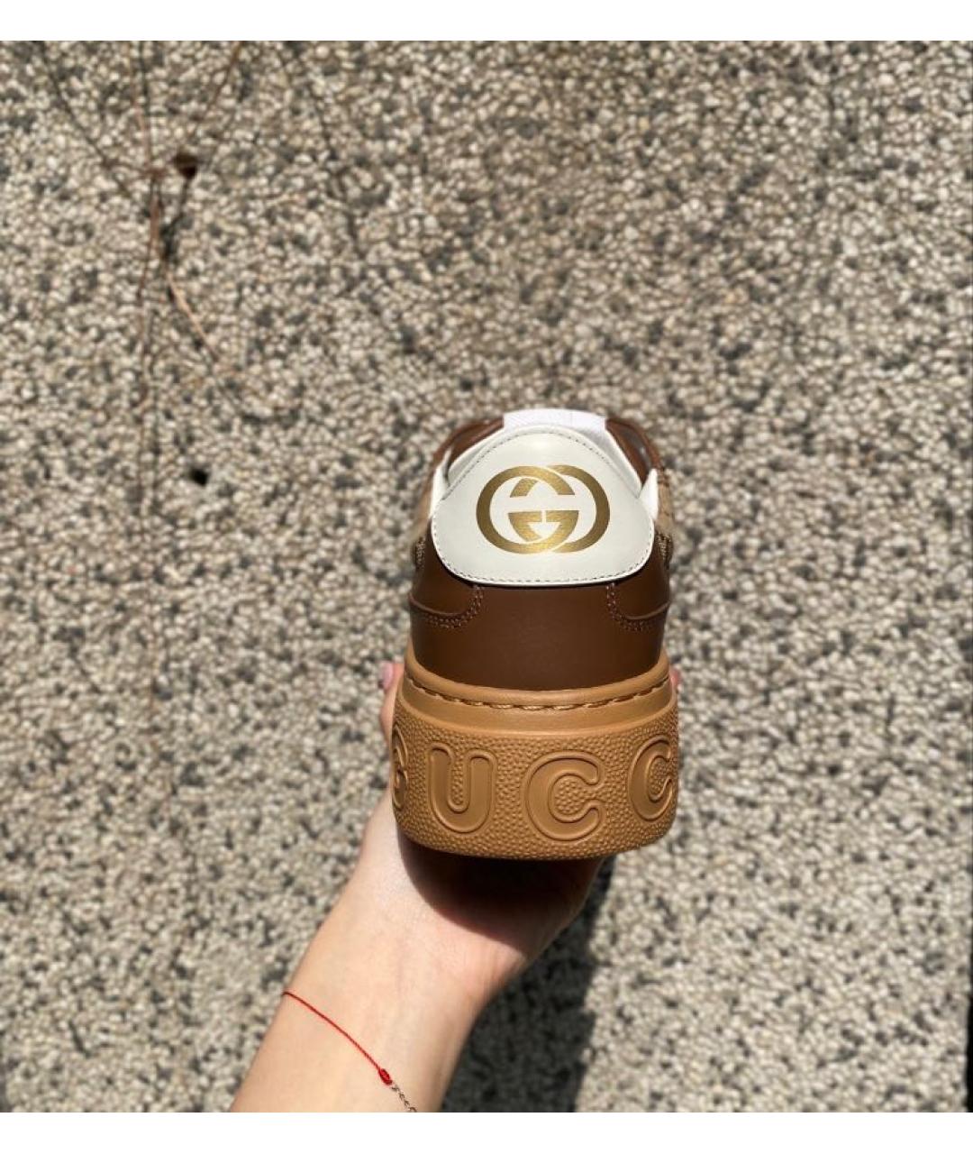 GUCCI Коричневые текстильные кроссовки, фото 8