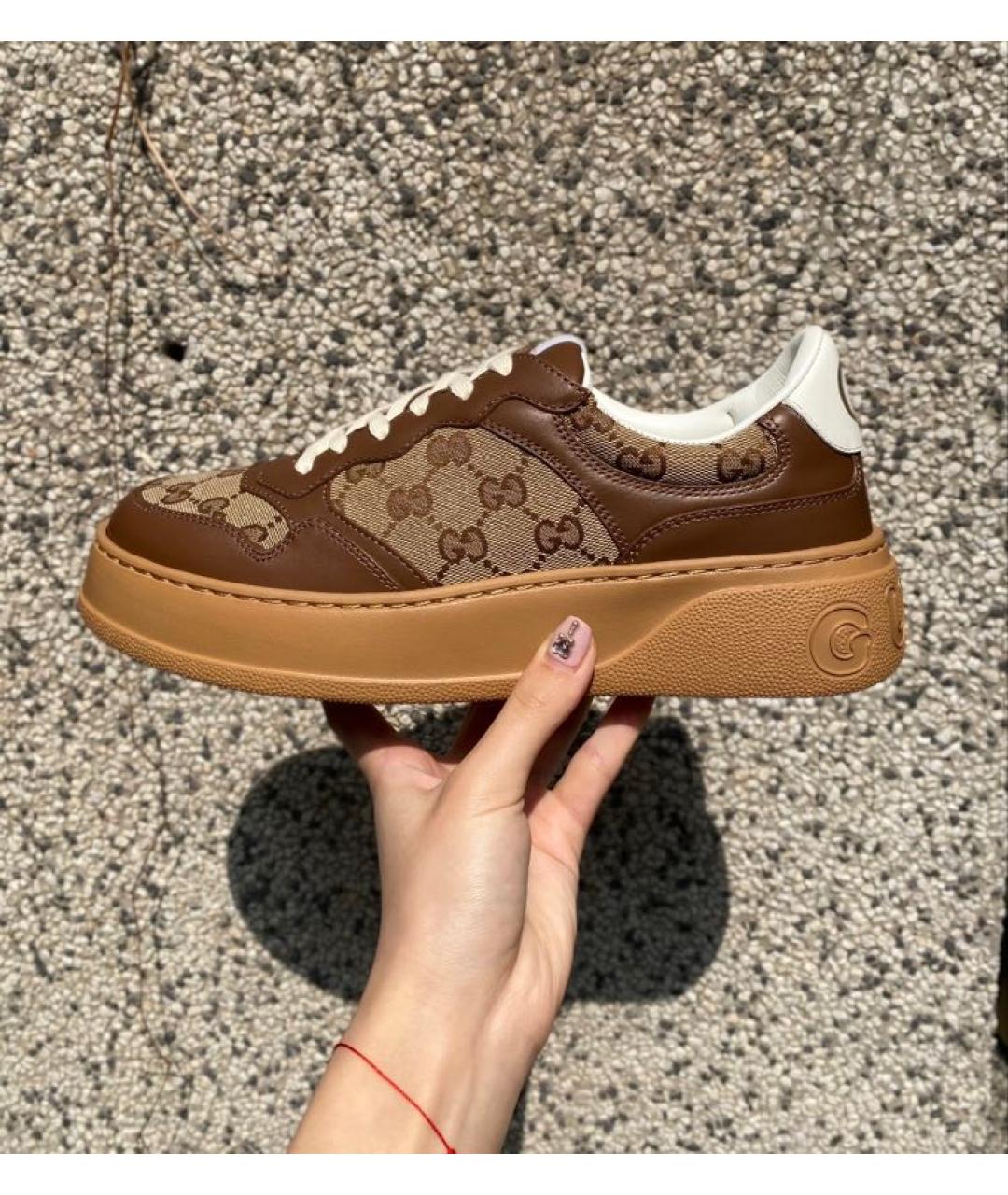 GUCCI Коричневые текстильные кроссовки, фото 7