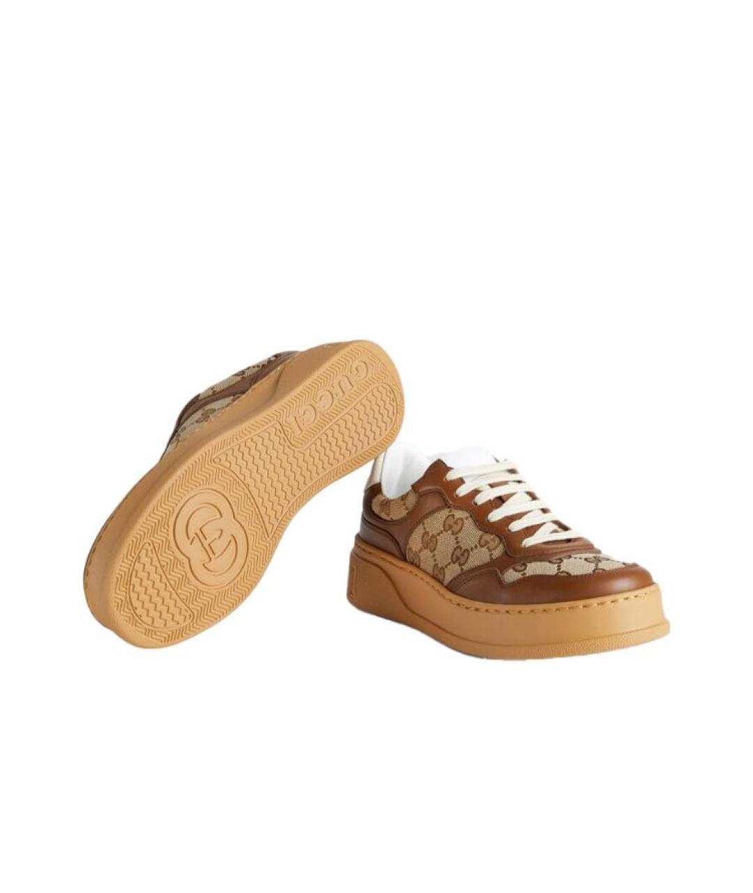 GUCCI Коричневые текстильные кроссовки, фото 5