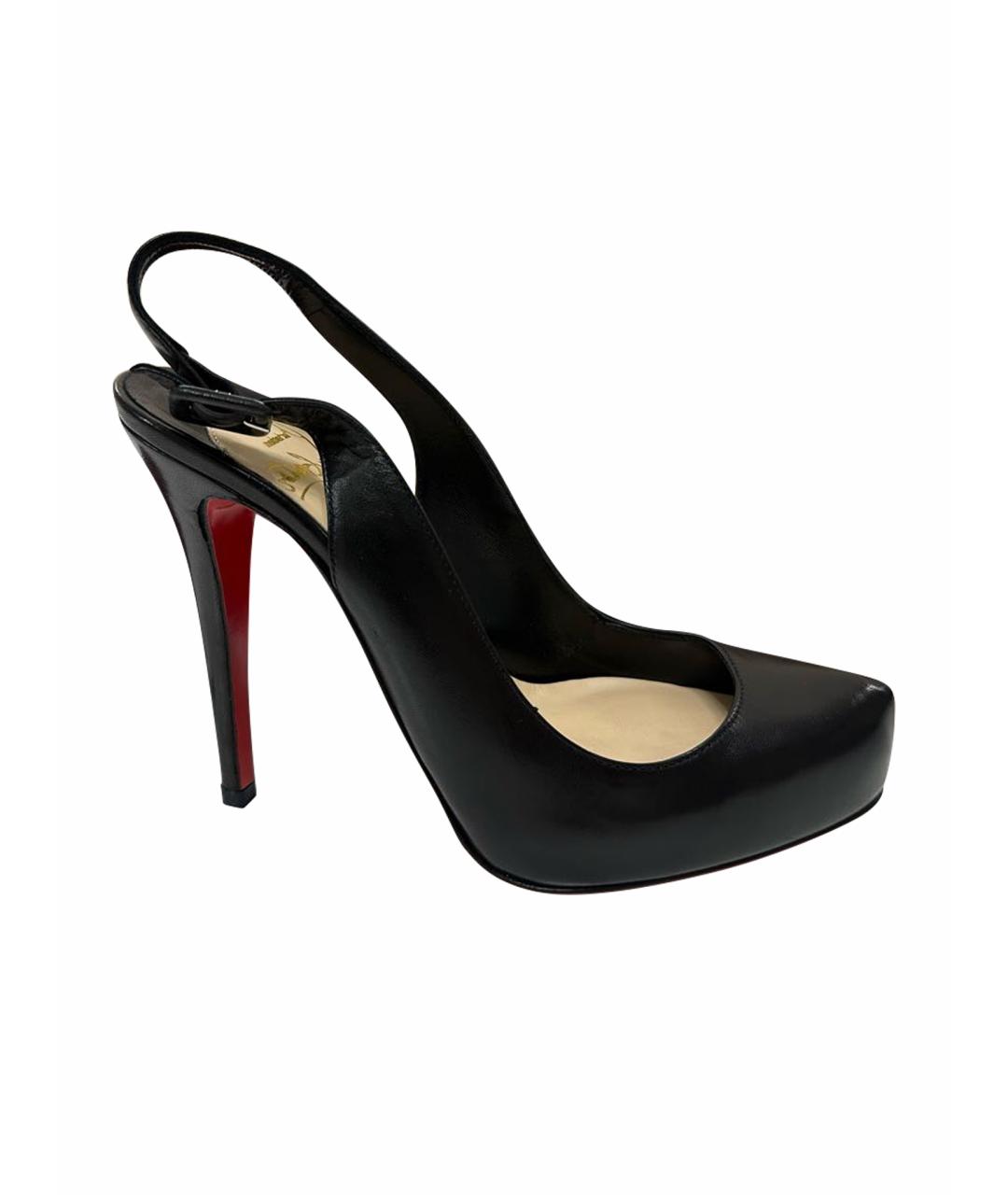 CHRISTIAN LOUBOUTIN Черные кожаные туфли, фото 1