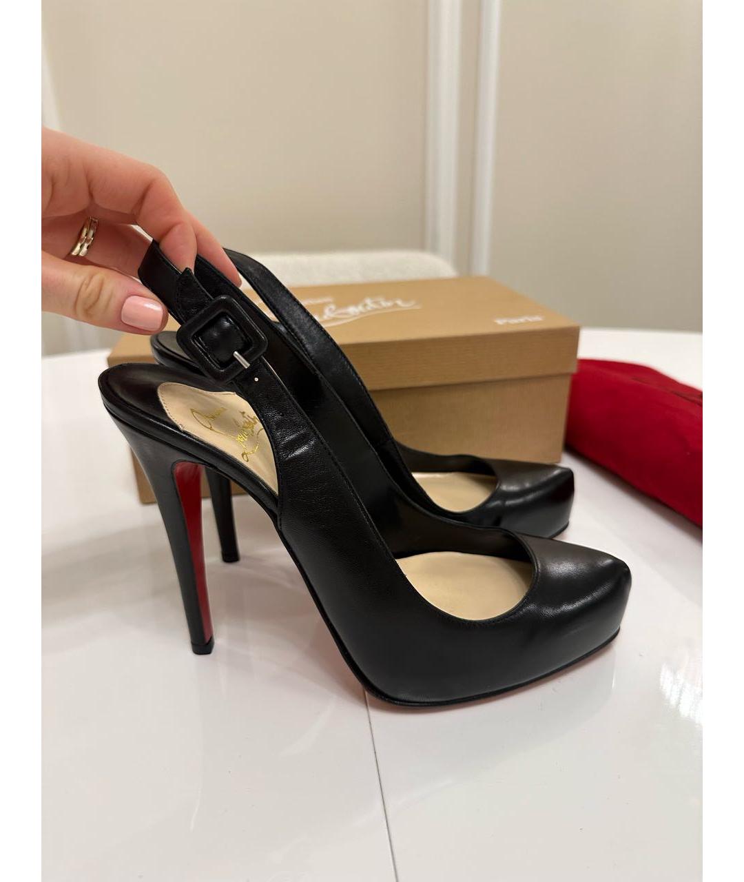 CHRISTIAN LOUBOUTIN Черные кожаные туфли, фото 3