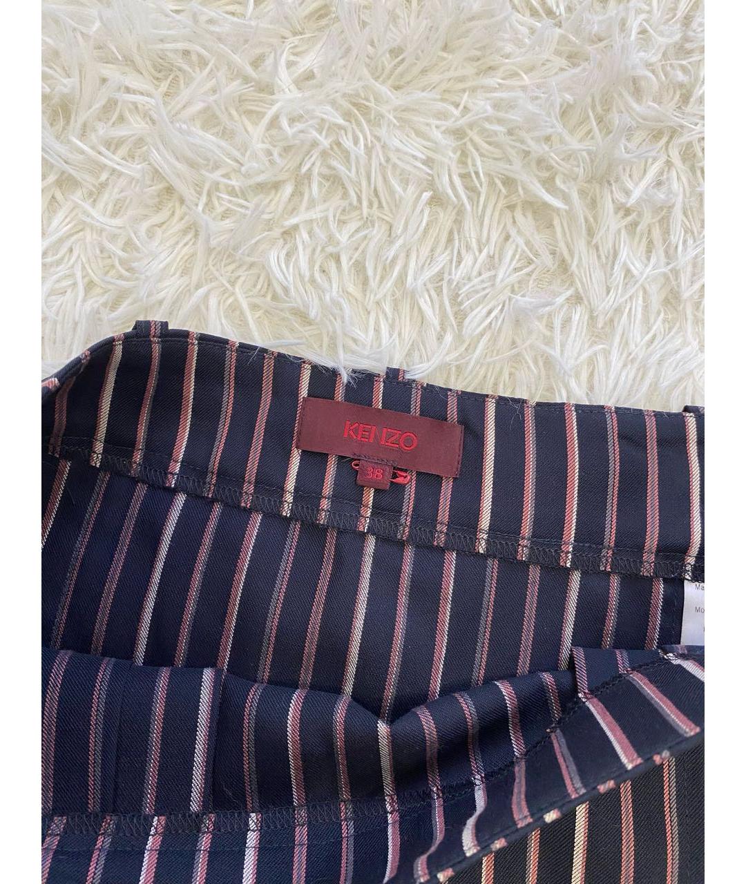 KENZO Темно-синяя шерстяная юбка мини, фото 5