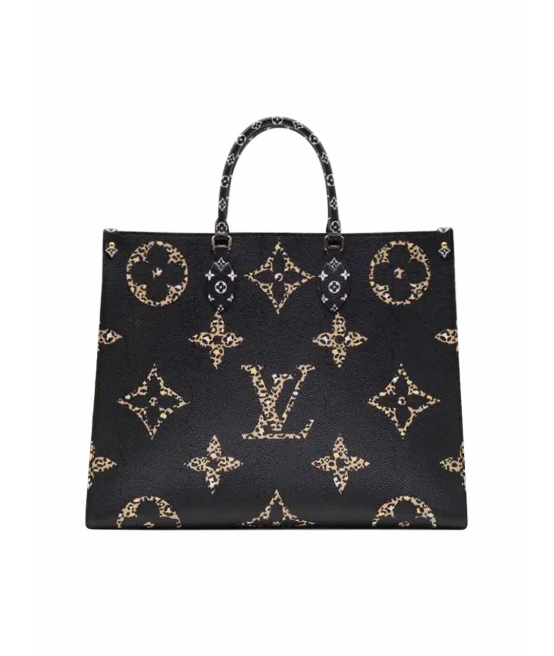 LOUIS VUITTON Черная кожаная сумка тоут, фото 1