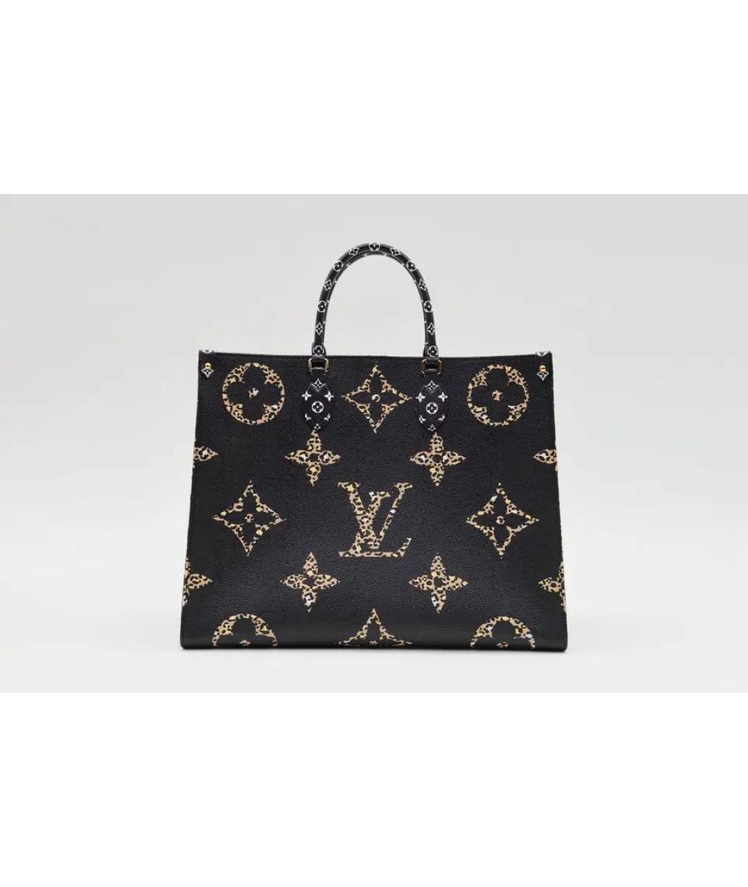 LOUIS VUITTON Черная кожаная сумка тоут, фото 7