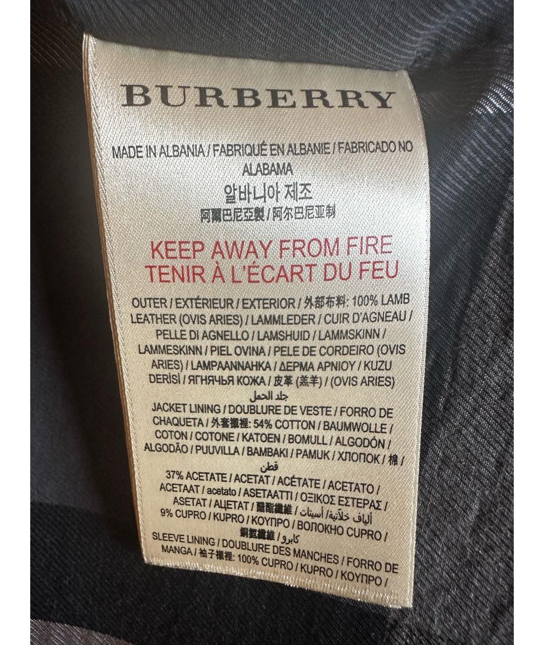 BURBERRY Черная кожаная куртка, фото 5