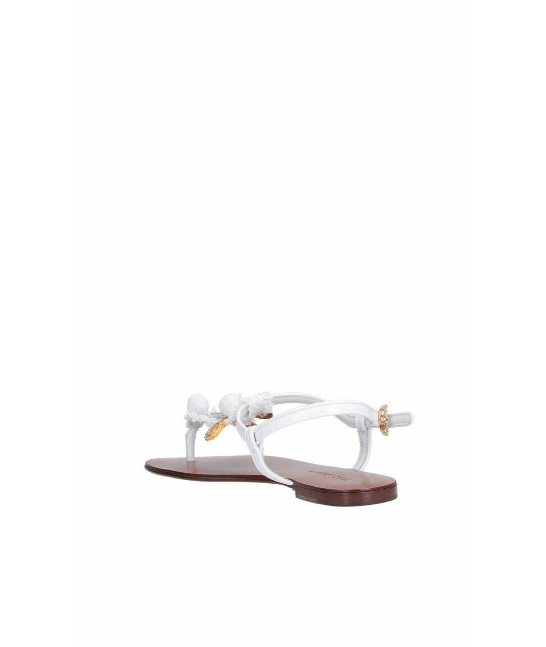 DOLCE&GABBANA Белые кожаные сандалии, фото 3