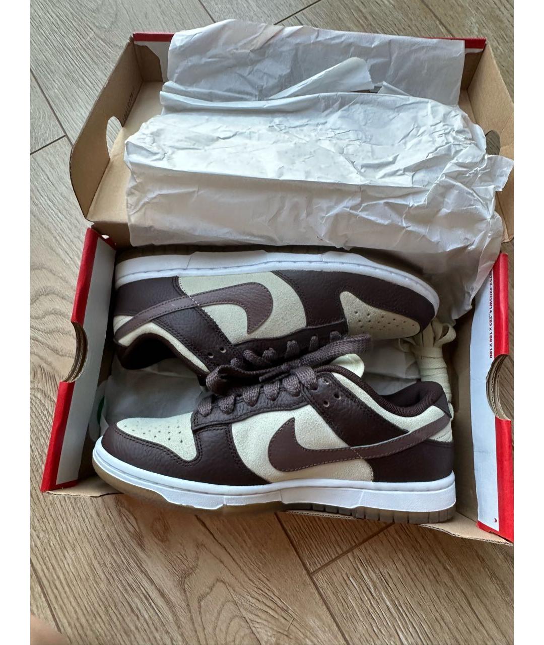 NIKE Коричневые кожаные кроссовки, фото 4