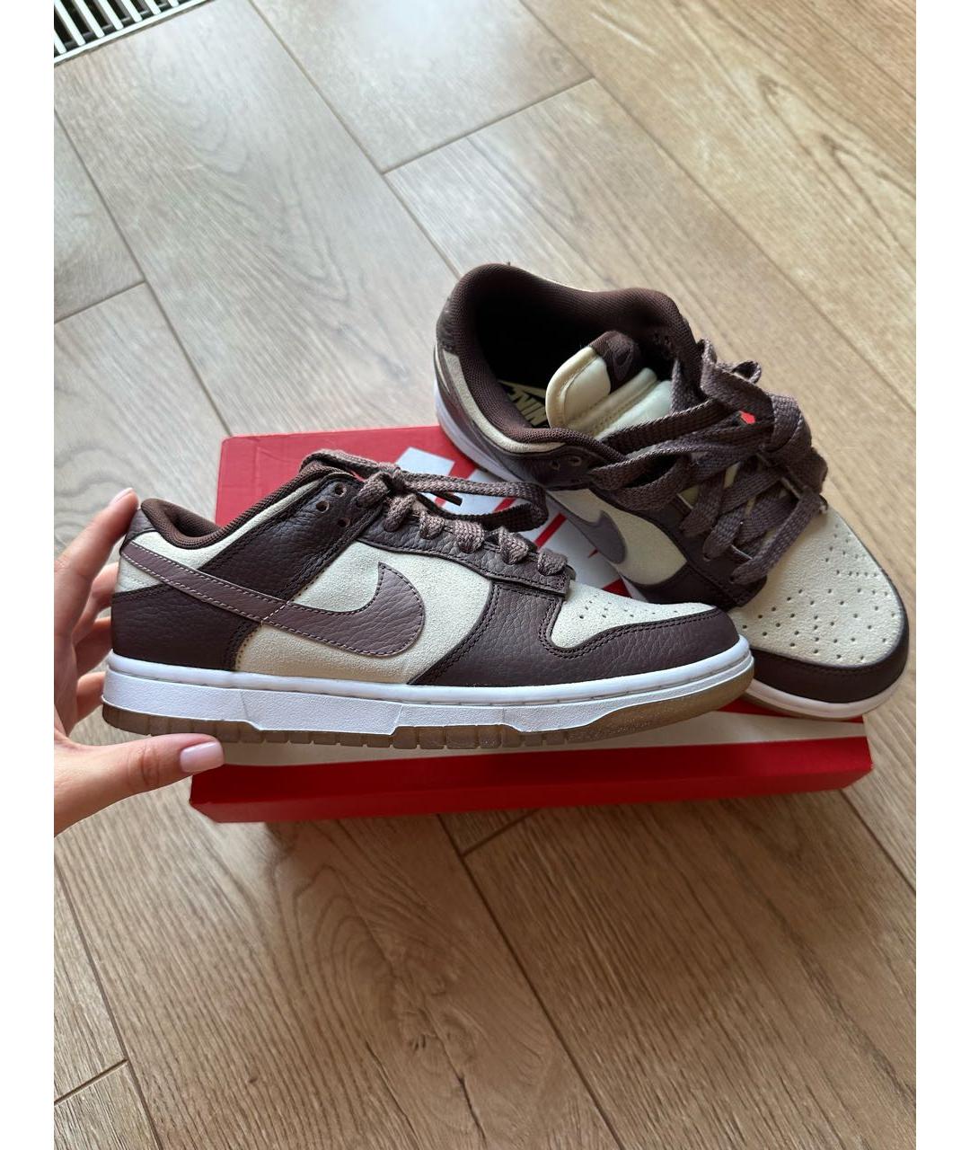 NIKE Коричневые кожаные кроссовки, фото 3