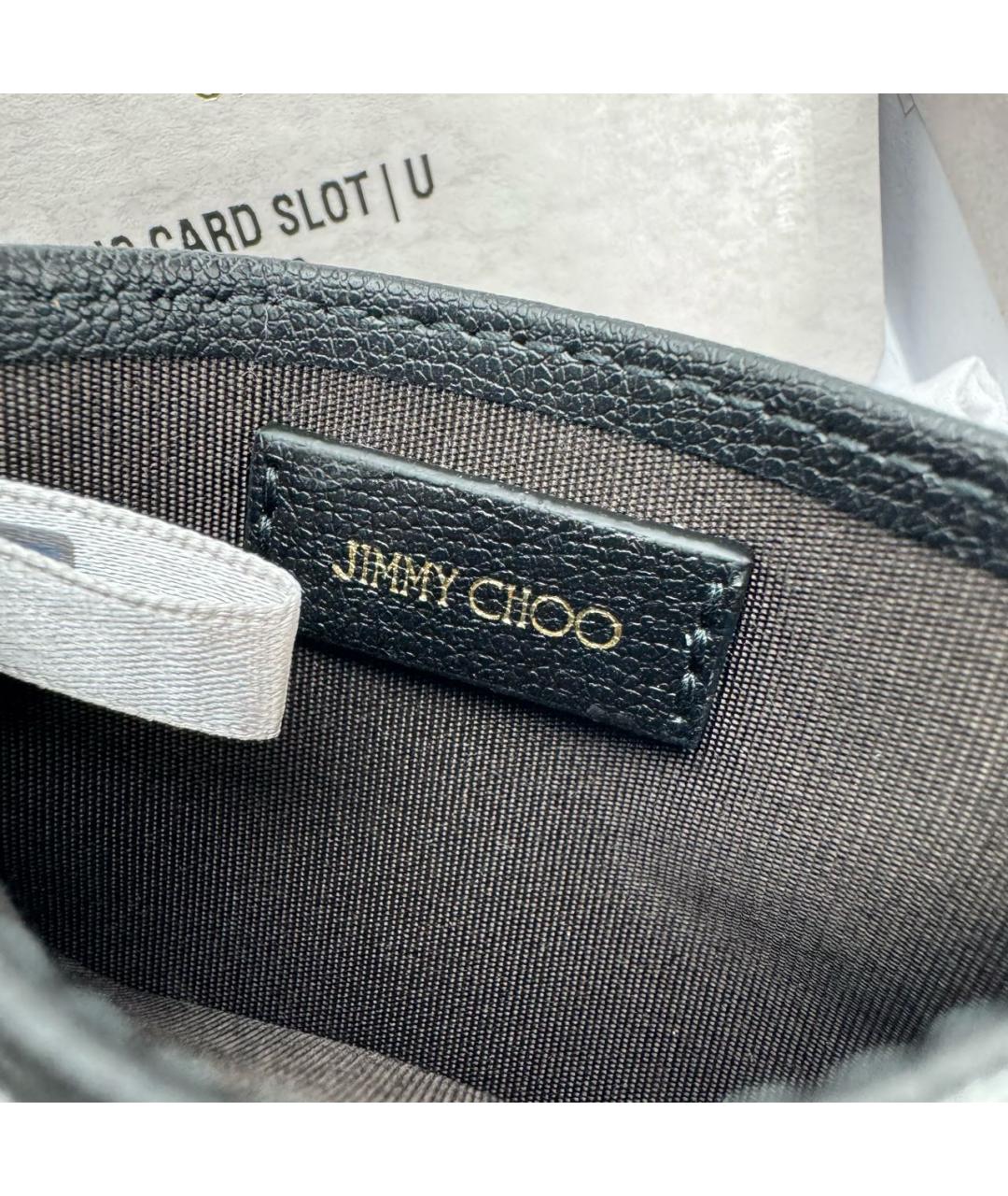 JIMMY CHOO Черная кожаная визитница, фото 4