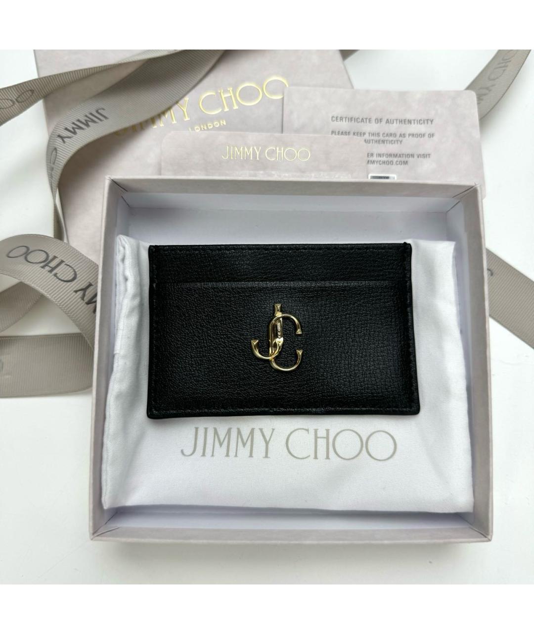 JIMMY CHOO Черная кожаная визитница, фото 2