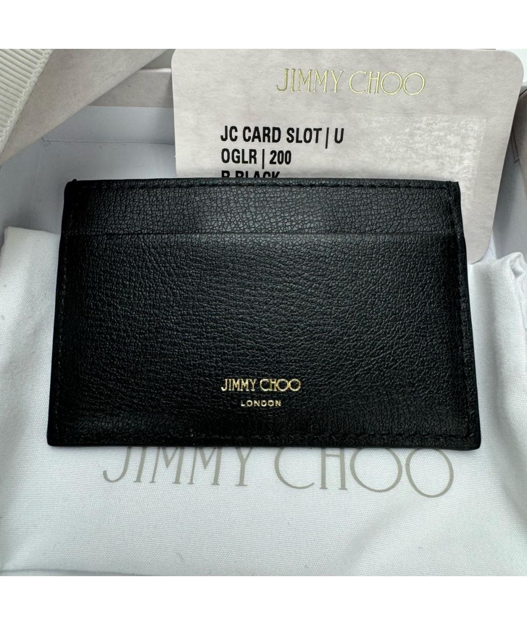 JIMMY CHOO Черная кожаная визитница, фото 3