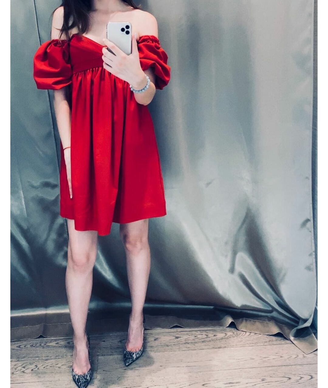PINKO Красное хлопко-эластановое повседневное платье, фото 7