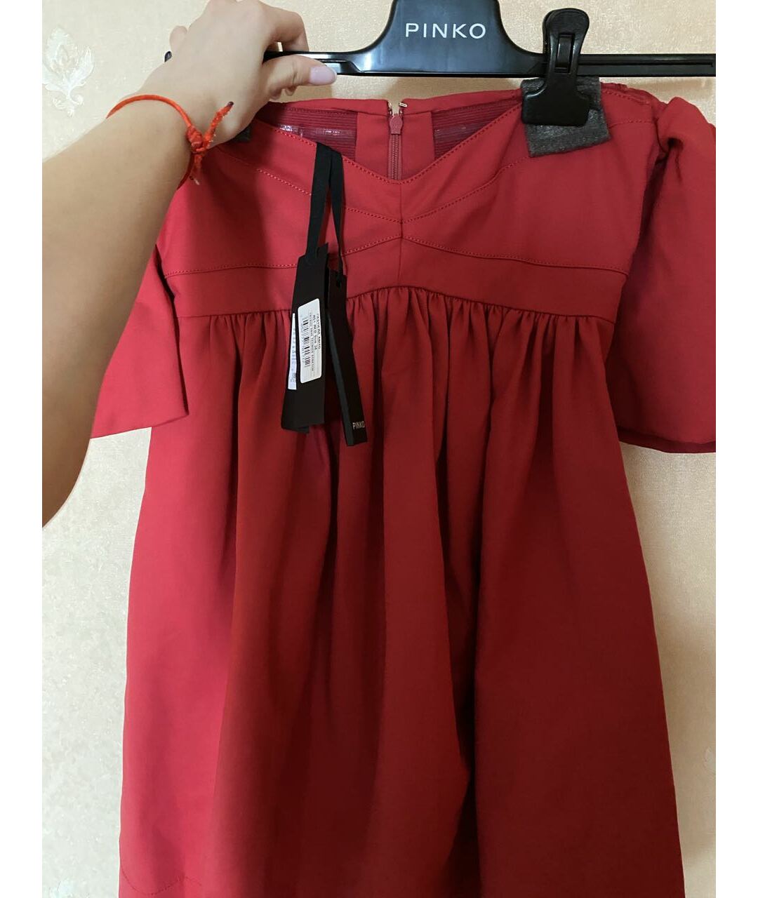 PINKO Красное хлопко-эластановое повседневное платье, фото 6