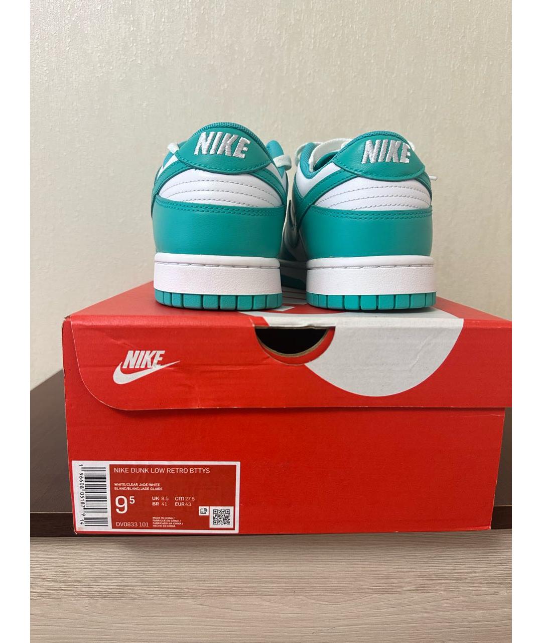 NIKE Бирюзовые кожаные низкие кроссовки / кеды, фото 7