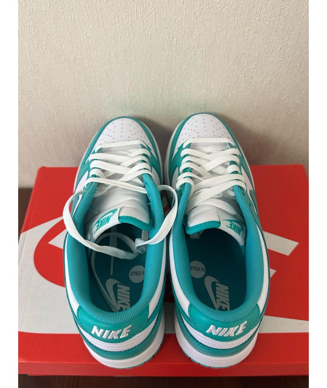 NIKE Бирюзовые кожаные низкие кроссовки / кеды, фото 3