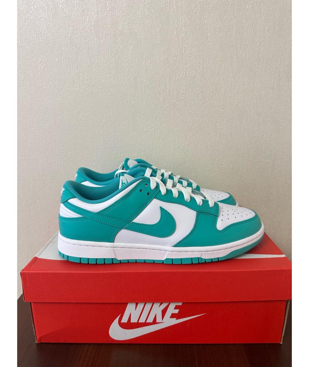 NIKE Бирюзовые кожаные низкие кроссовки / кеды, фото 9