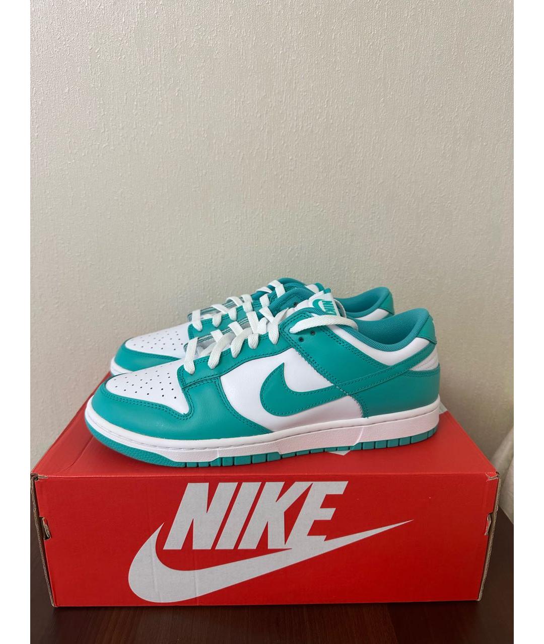 NIKE Бирюзовые кожаные низкие кроссовки / кеды, фото 8