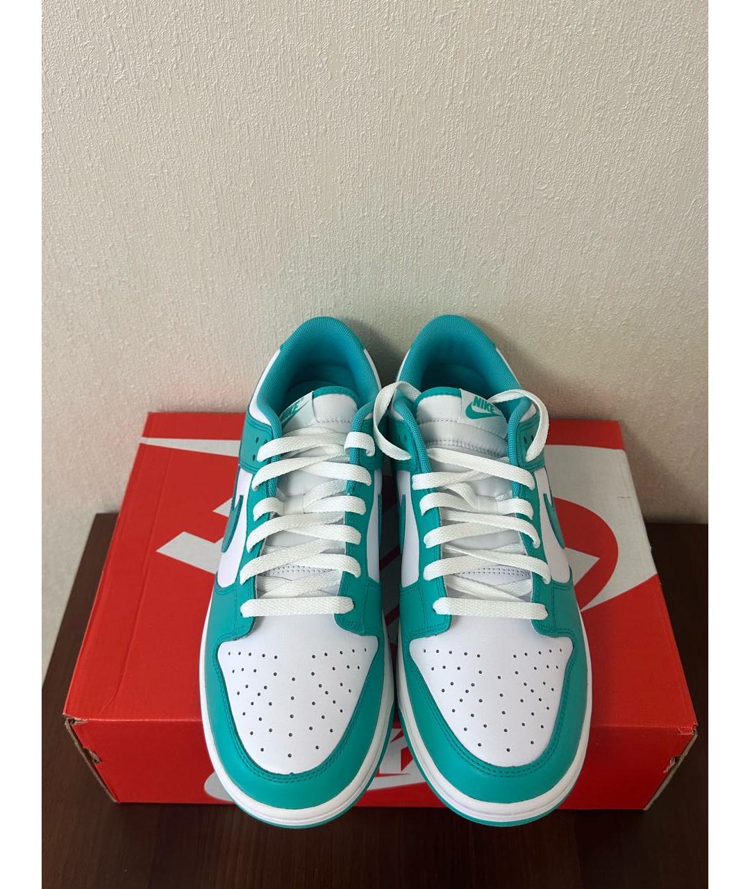 NIKE Бирюзовые кожаные низкие кроссовки / кеды, фото 2