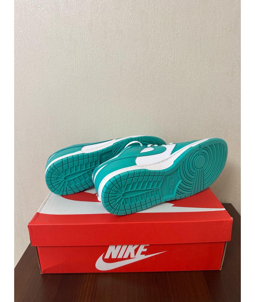 NIKE Бирюзовые кожаные низкие кроссовки / кеды, фото 6