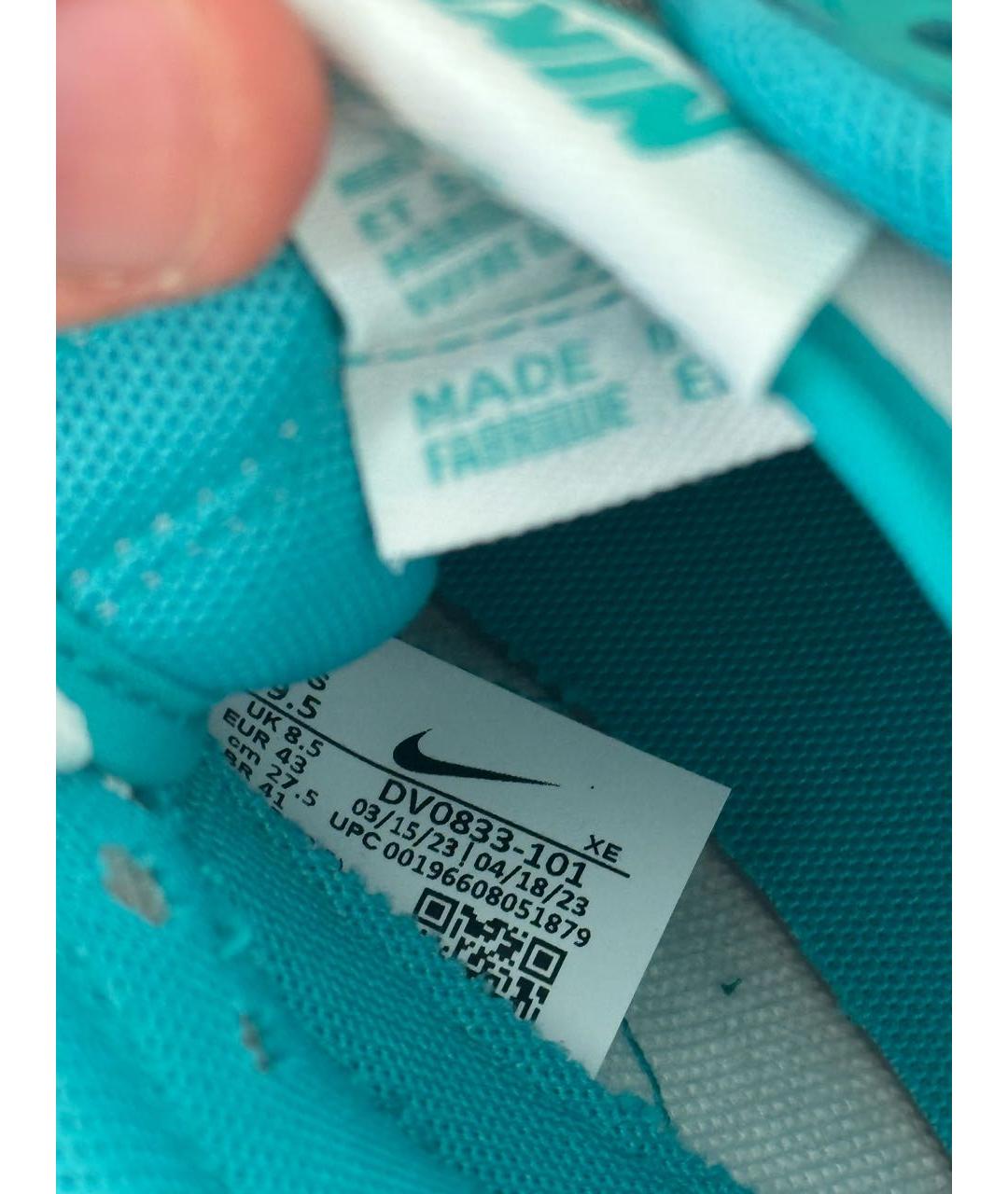 NIKE Бирюзовые кожаные низкие кроссовки / кеды, фото 5