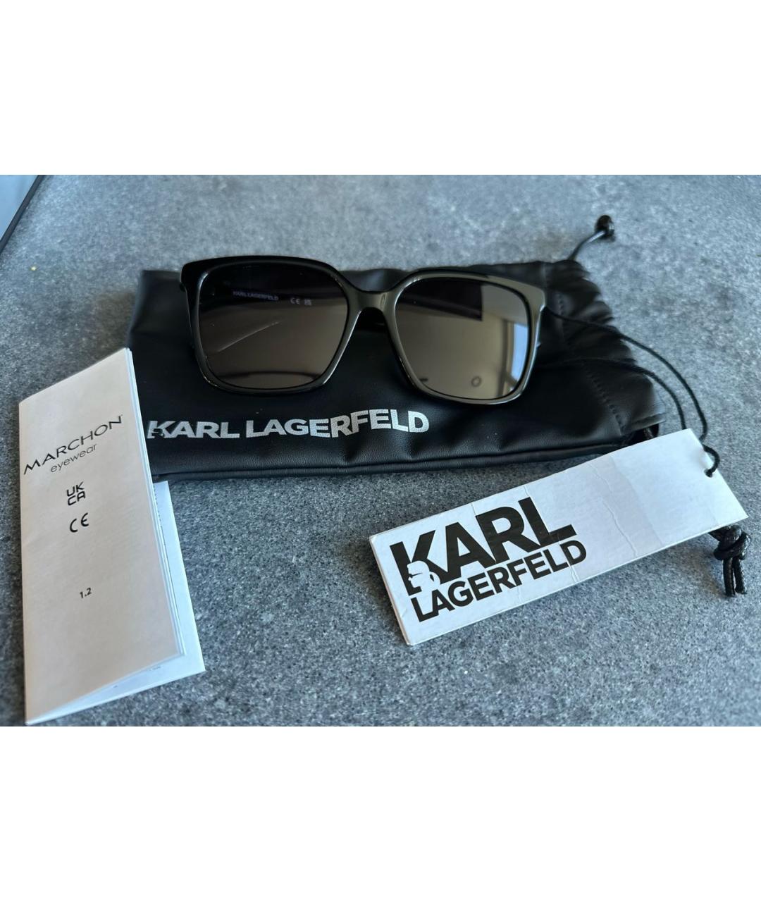 KARL LAGERFELD Черные пластиковые солнцезащитные очки, фото 4