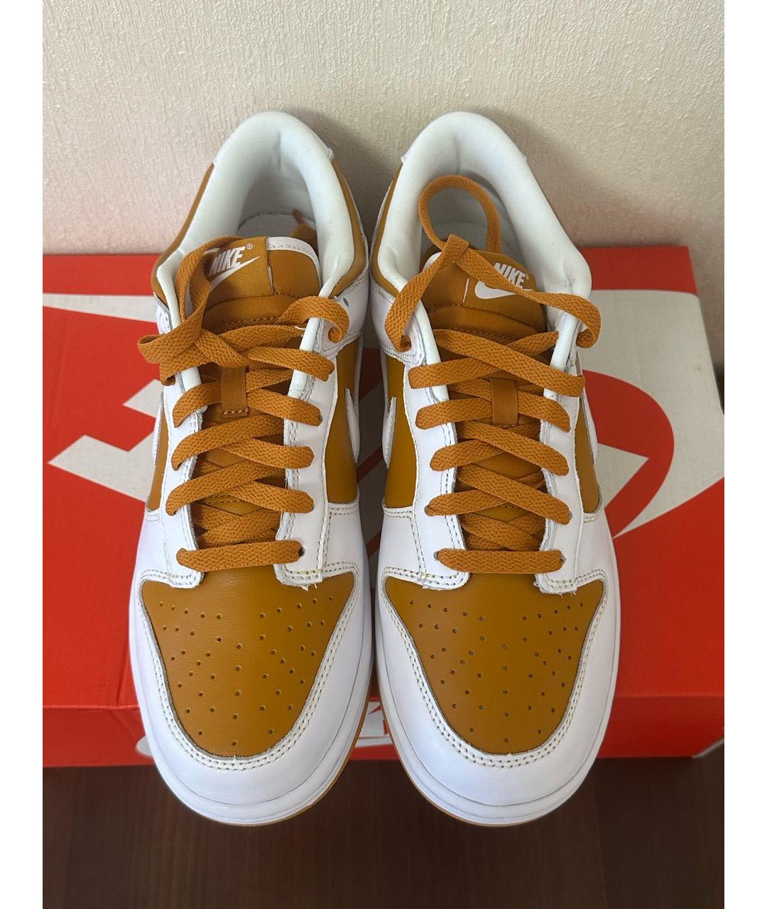 NIKE Золотые кожаные низкие кроссовки / кеды, фото 2