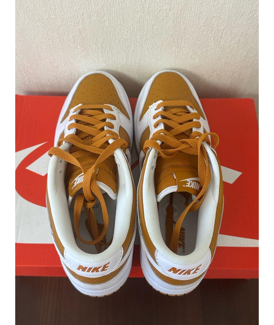 NIKE Золотые кожаные низкие кроссовки / кеды, фото 3