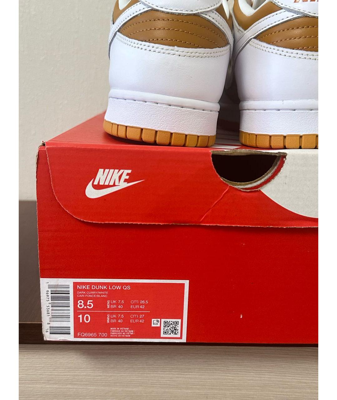 NIKE Золотые кожаные низкие кроссовки / кеды, фото 6