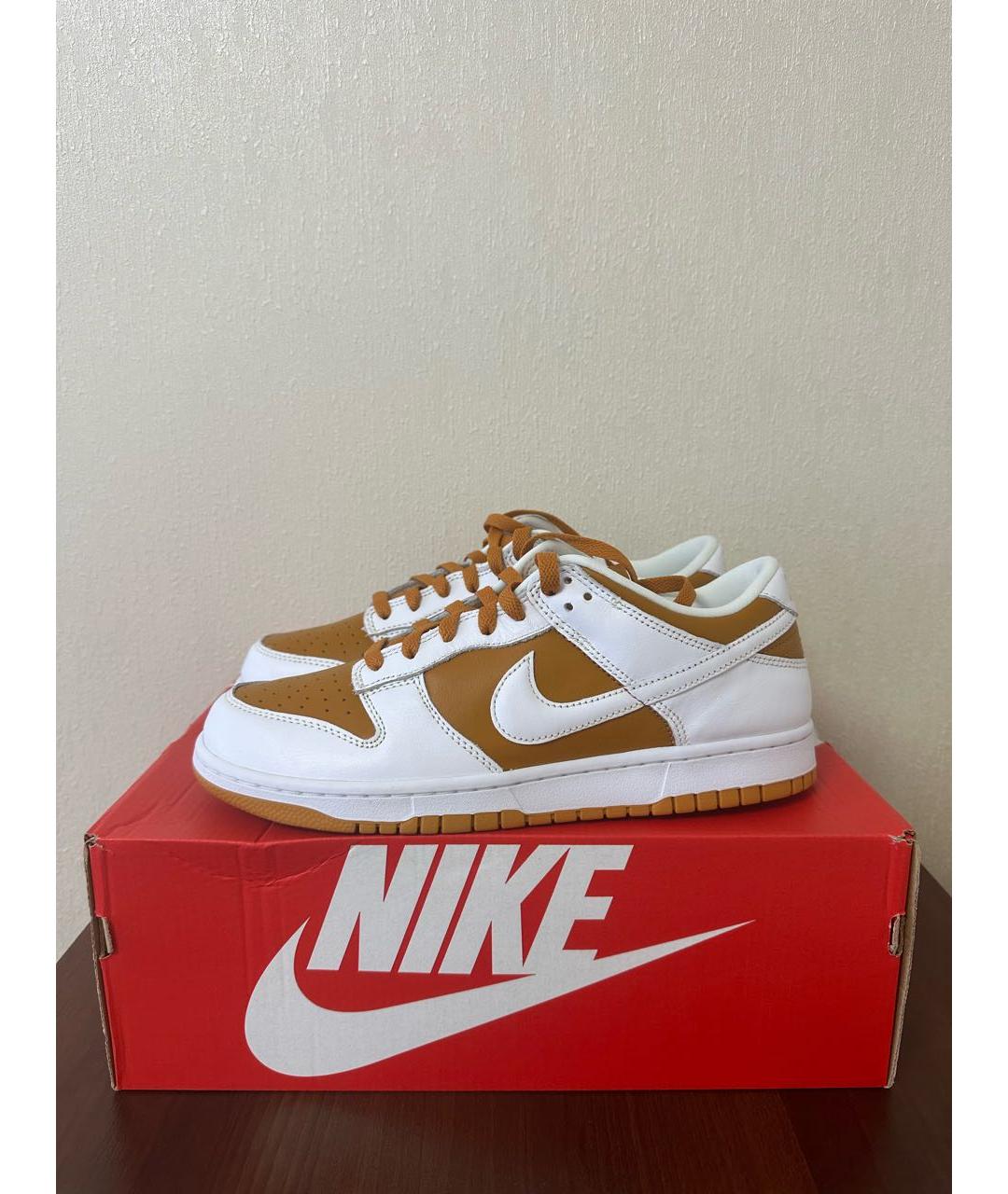 NIKE Золотые кожаные низкие кроссовки / кеды, фото 7