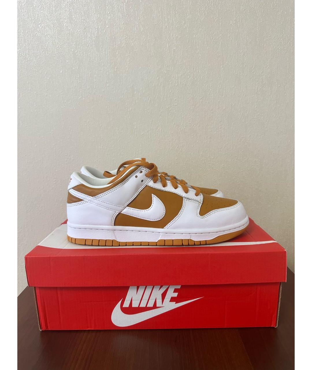 NIKE Золотые кожаные низкие кроссовки / кеды, фото 8