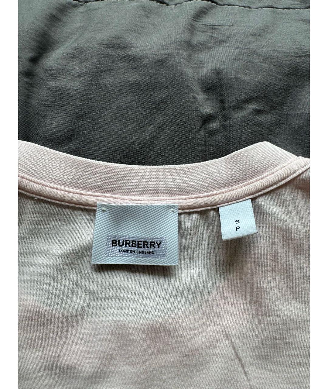 BURBERRY Розовая хлопковая футболка, фото 4