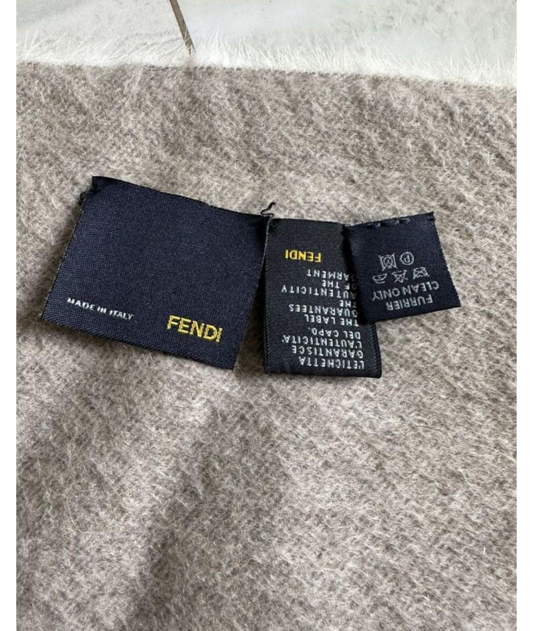 FENDI Бежевый шарф, фото 3