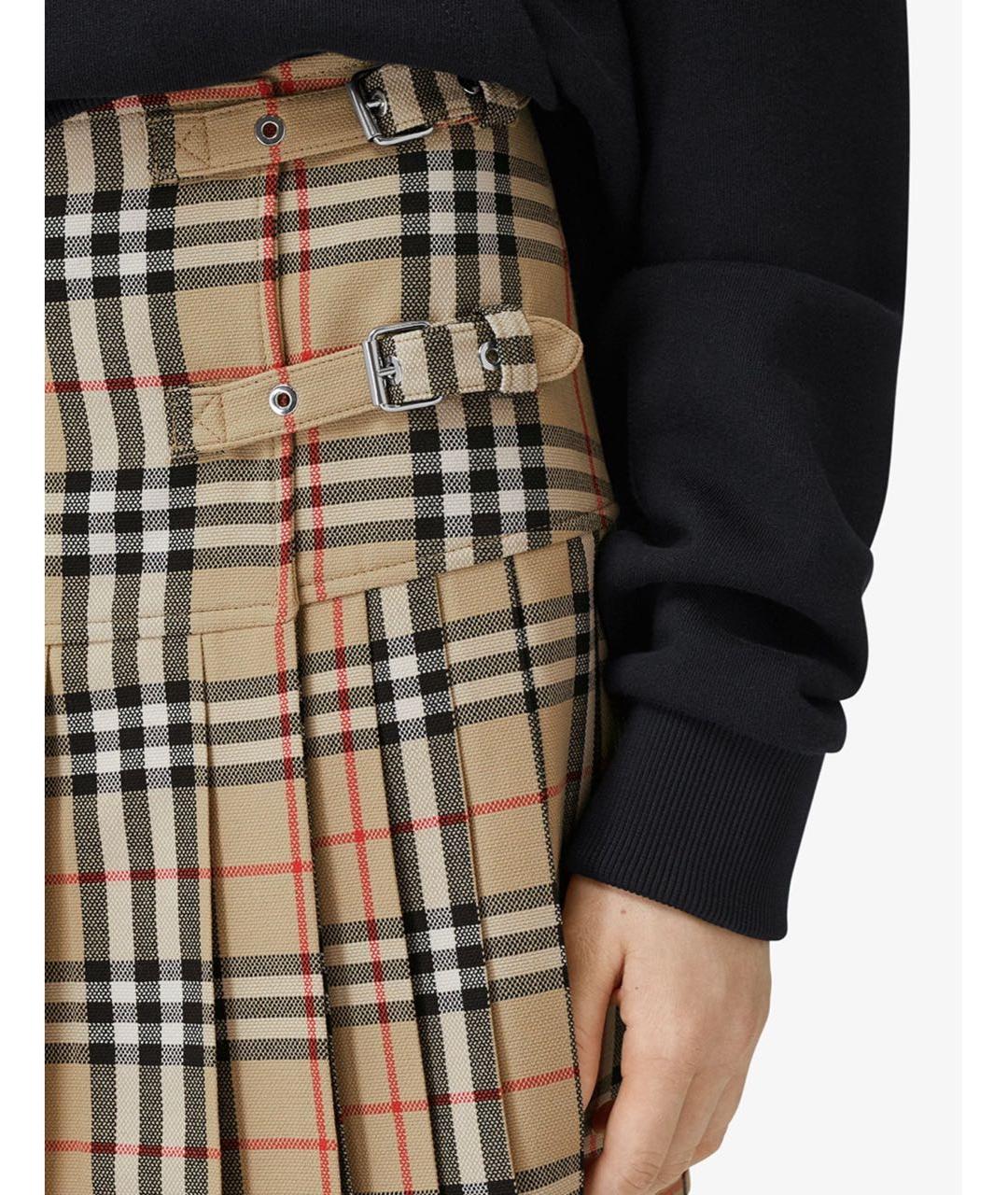 BURBERRY Бежевая шерстяная юбка мини, фото 4