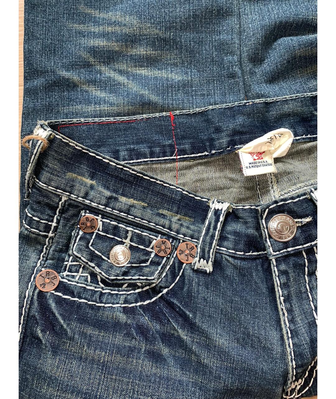 TRUE RELIGION Синие хлопковые прямые джинсы, фото 8