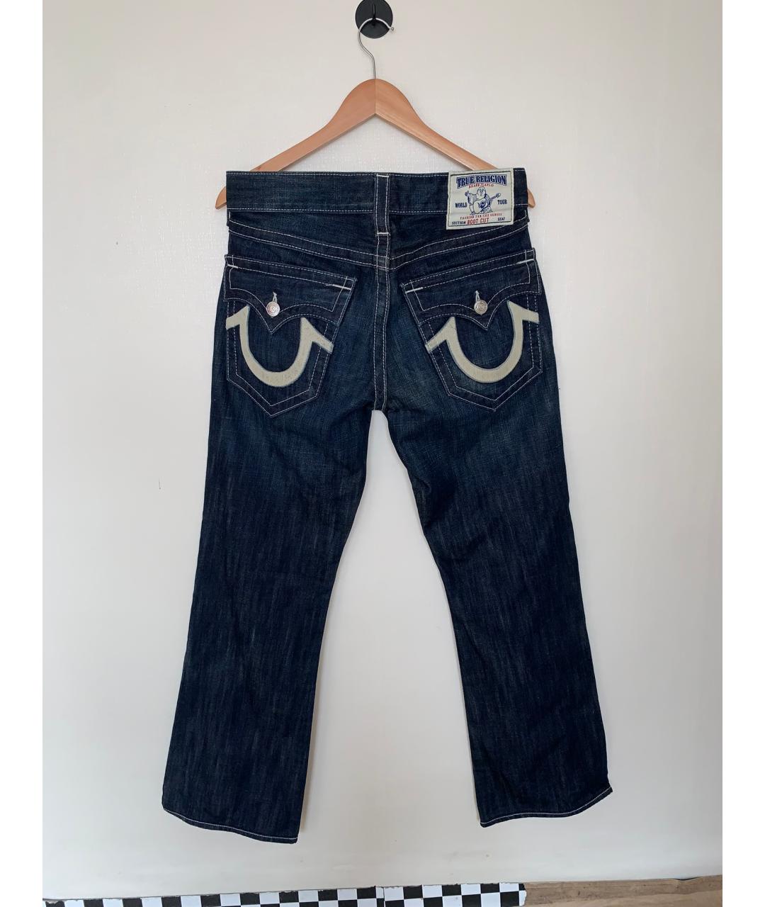 TRUE RELIGION Синие хлопковые прямые джинсы, фото 4