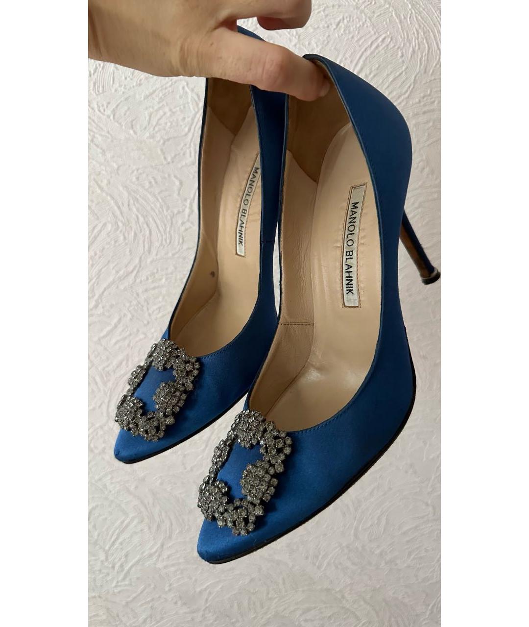 MANOLO BLAHNIK Синие текстильные туфли, фото 4